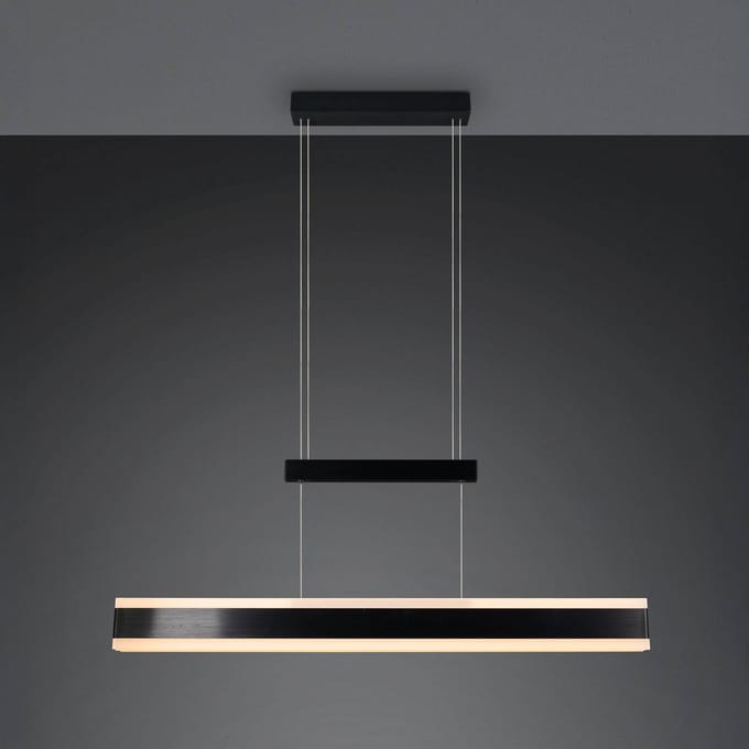 Trio Lighting LED hanglamp Arcola zwart, lengte 152 cm Touchdimmer, CCT