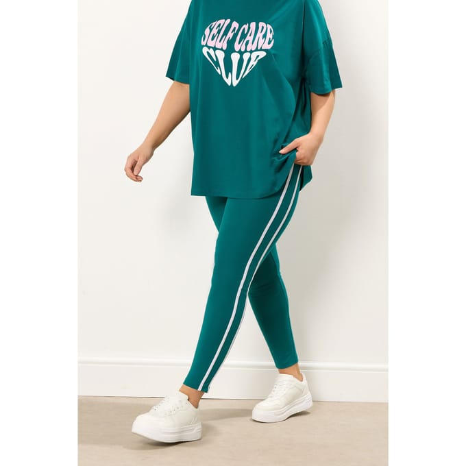 Yours Active Teal Green Side Stripe Legging Size 42