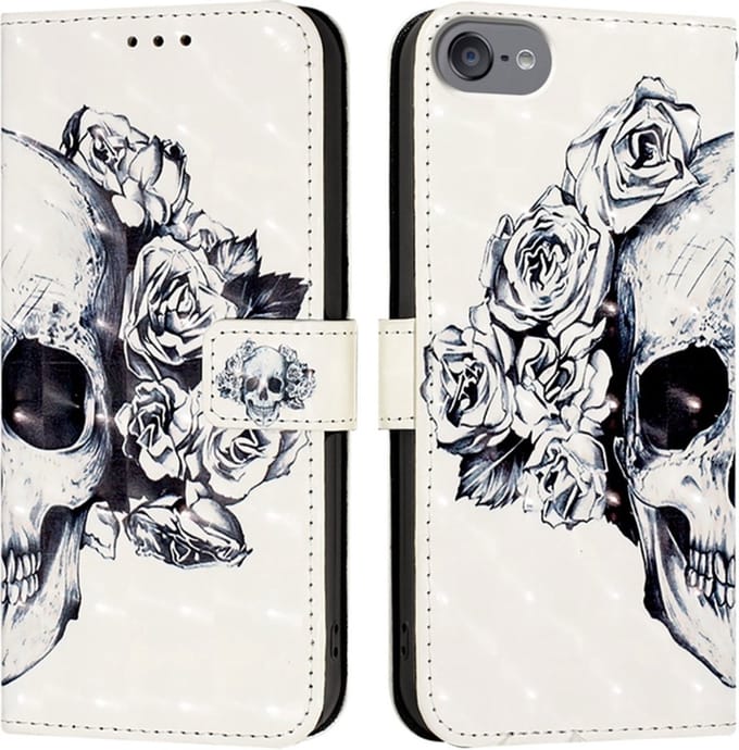 Bescherm-Etui Mapje Cover Hoes geschikt voor iPod Touch - Wit - Skull
