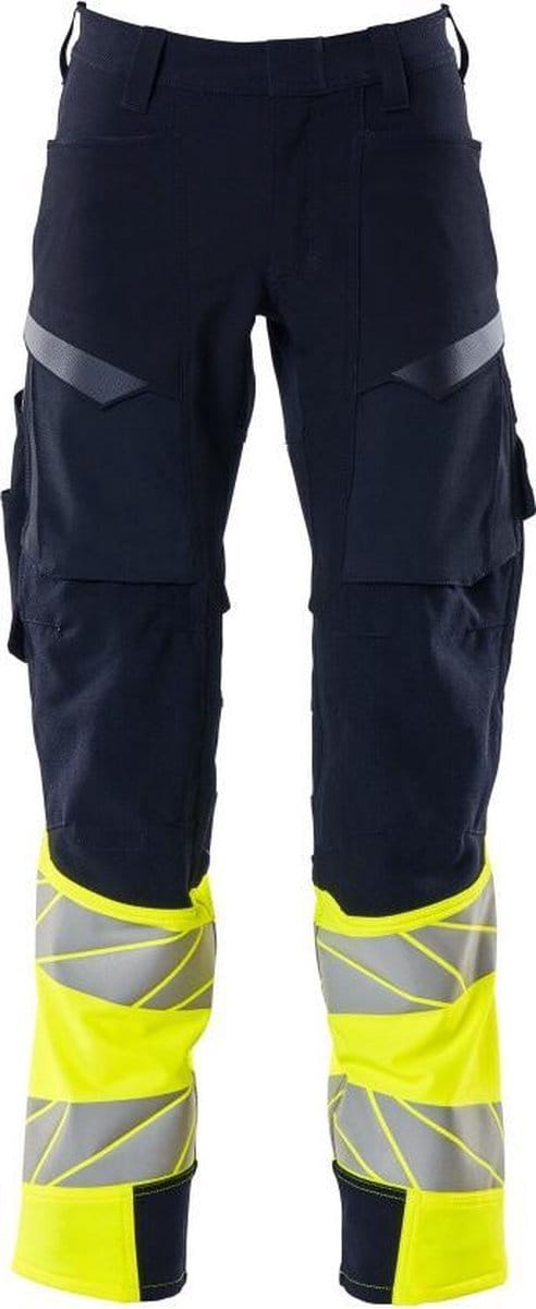 Mascot Accelerate Safe Broek Met Kniezakken 19179 - Mannen - Navy/Geel - 64