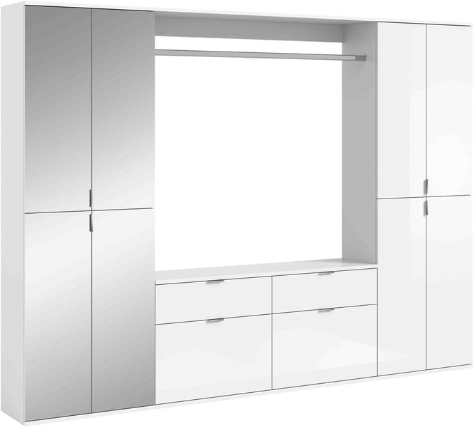 Projectxcombinatie witte hoogglans spiegel - 34x243x193cm