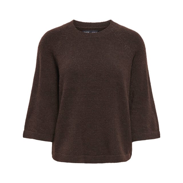 Only bruine dames trui   Ronde hals   Regular fit   Gemeleerd patroon   3/4 mouw Bruin XL