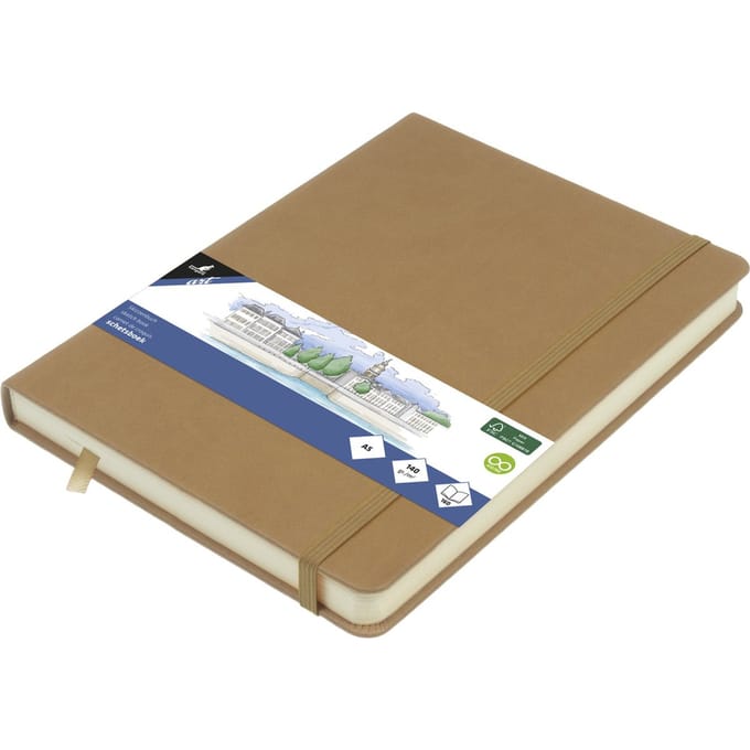 Kangaro schetsboek - A5 - taupe - PU-hardcover - met elastiek en leeslint