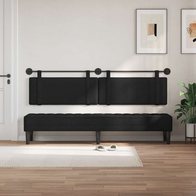vidaXL - Hangend - hoofdbord - Zwart - Stof
