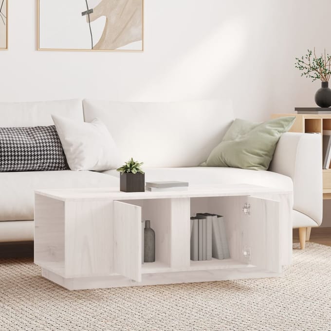 vidaXL - Salontafel - 110x50x40 - cm - massief - grenenhout - wit