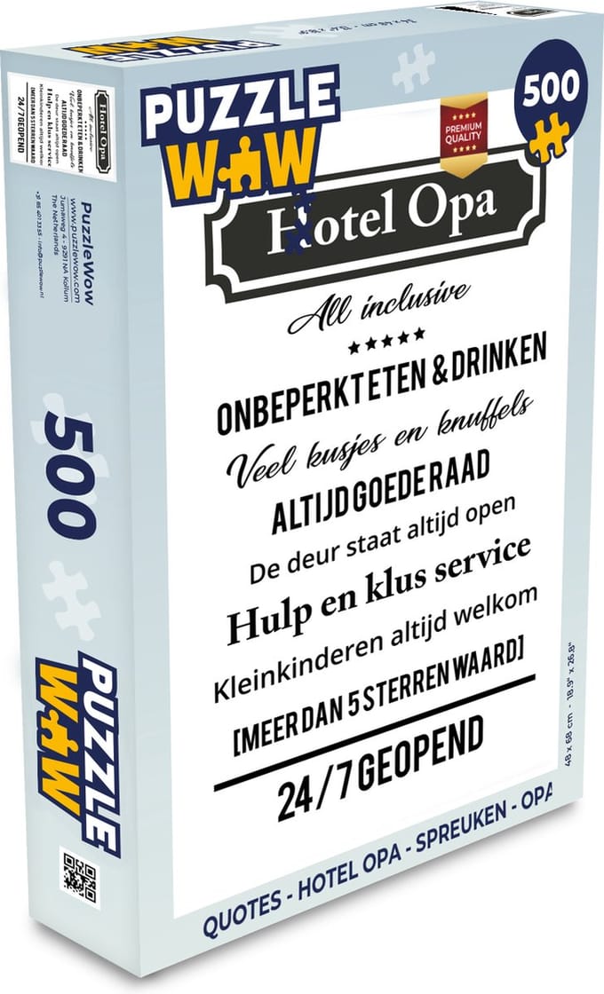 Puzzel Quotes - Hotel opa - Spreuken - Opa - Legpuzzel - Puzzel 500 stukjes