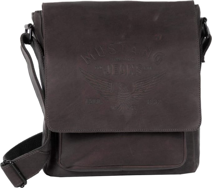 MUSTANG Leren Schoudertas Valencia Pisco Shoulderbag Brown Donkerbruin