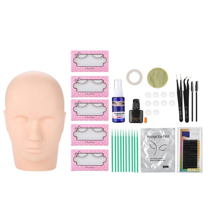 Wimperverlenging Gereedschapskit Make-up Semi-permanente Wimper Grafting Oefen Training Set beige