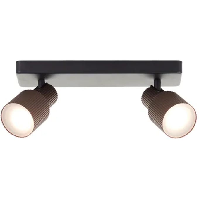 Brilliant Cadiz - Plafondspot - GU10 2x5W - 3000K - Zwart/Koper
