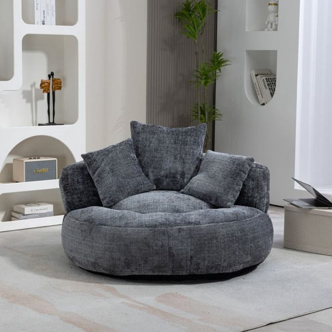Canapé - MUVOE - Lazy Boy - Chenille grise - Dossier haut - Confortable et durable gris