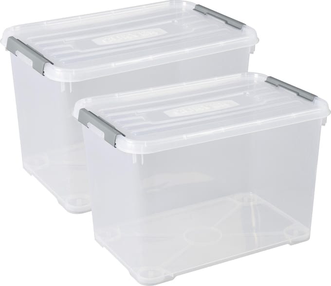 Curver Handy+ Opbergbox - 65L - 2 stuks - Transparant met deksel