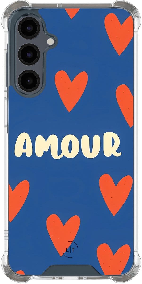 Shockproof hoesje - Geschikt voor Samsung Galaxy A16 - Amour - Extra sterke case - TPU/polycarbonaat - Tekst - Multi, Transparant