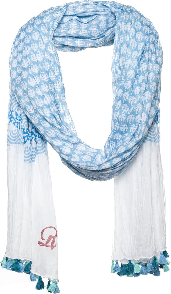 Blauwe sjaal dames - Multi print - 100% Katoen