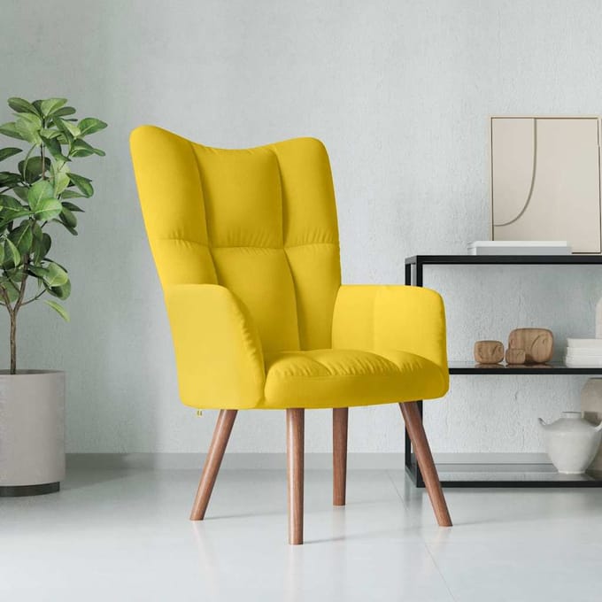 Vidaxl Fauteuil, Mosterdgeel, Bekleed met Fluweel