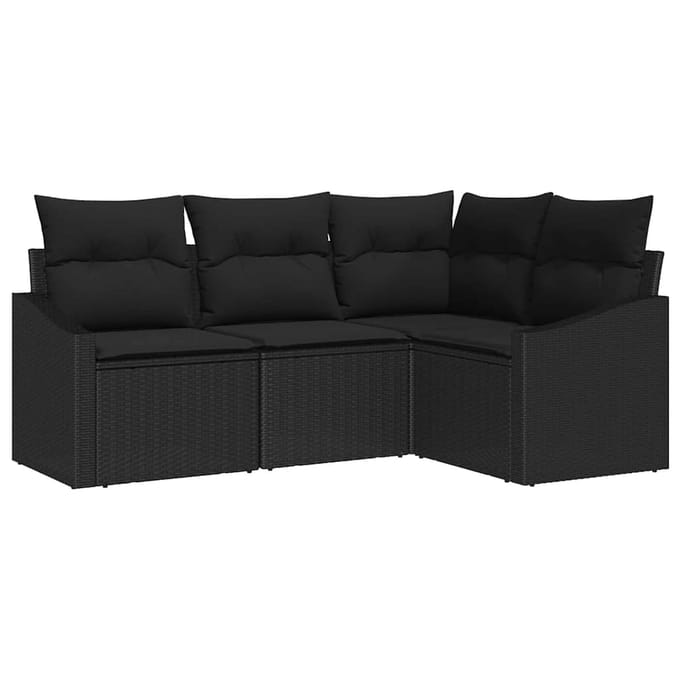 vidaXL Bankstel 4 st Zwart poly rattan