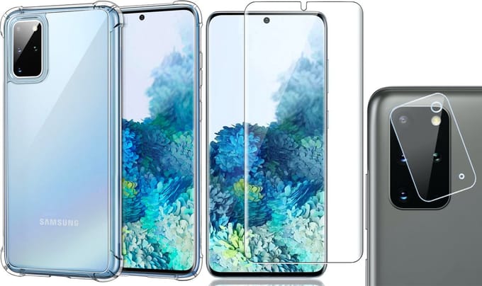 Hoesje geschikt voor Samsung Galaxy S20 Plus - Screenprotector & Camera Screen Protector - Transparant Shock Case