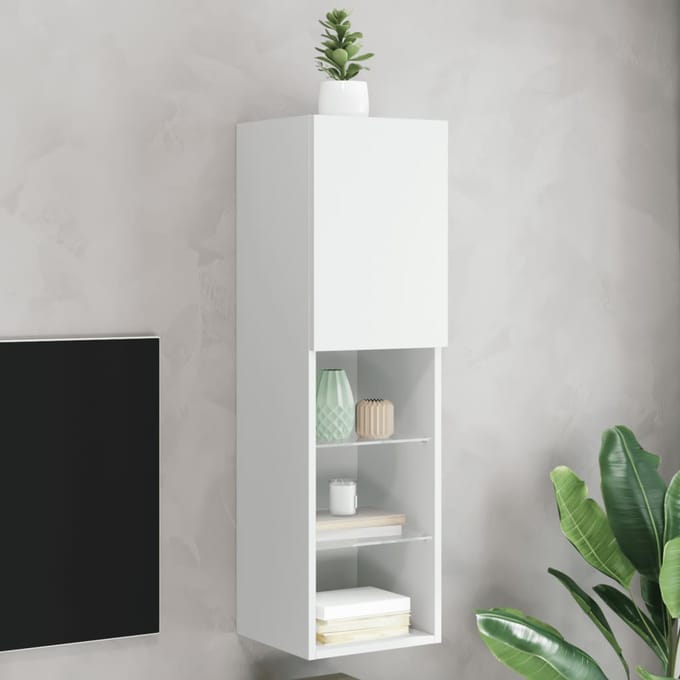 vidaXL - Tv-meubel - met - LED-verlichting - 30,5x30x102 - cm - wit
