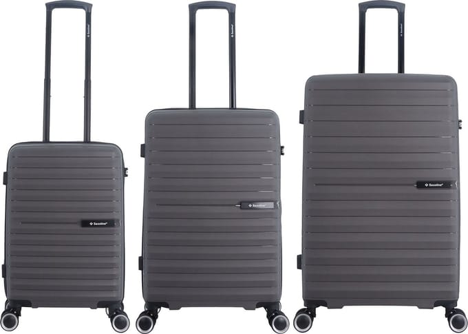 Saxoline – Fiesta | Harde Kofferset / Trolleyset – Small/Medium/Large – Grijs - Grijs / Set