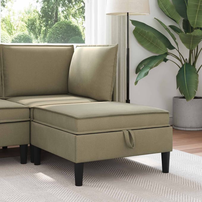vidaXL - Sofa - Kruk - met - Opbergruimte - Kaki - Fluweel