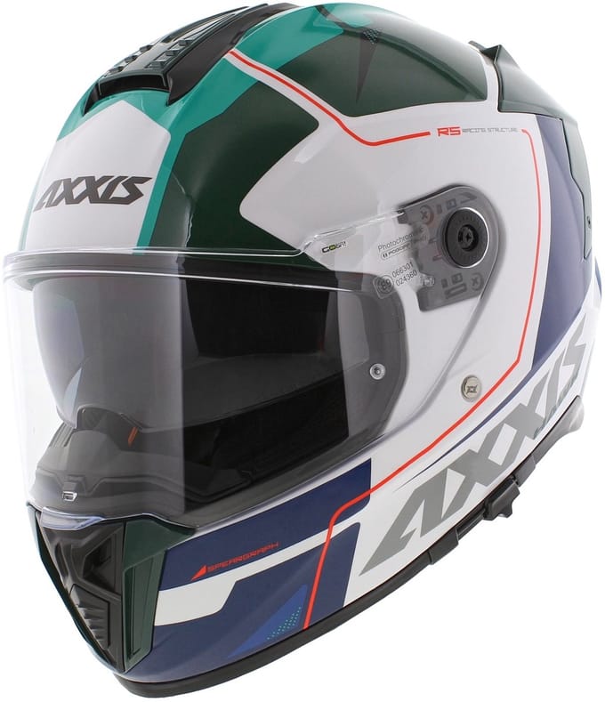 Axxis Hawk SV Integraal helm Spear A6 glans groen wit blauw