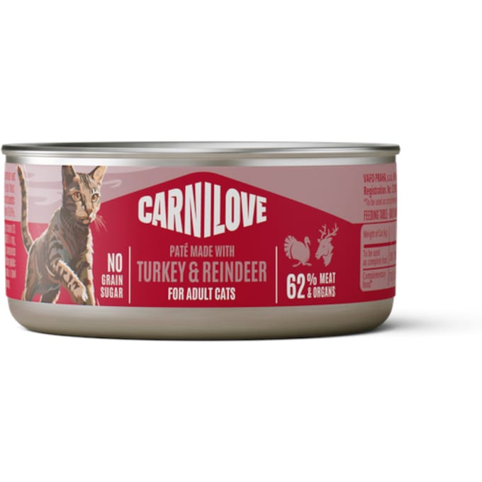 6x 100g Carnilove Cat Paté Kalkoen & Rendier Kattenvoer nat