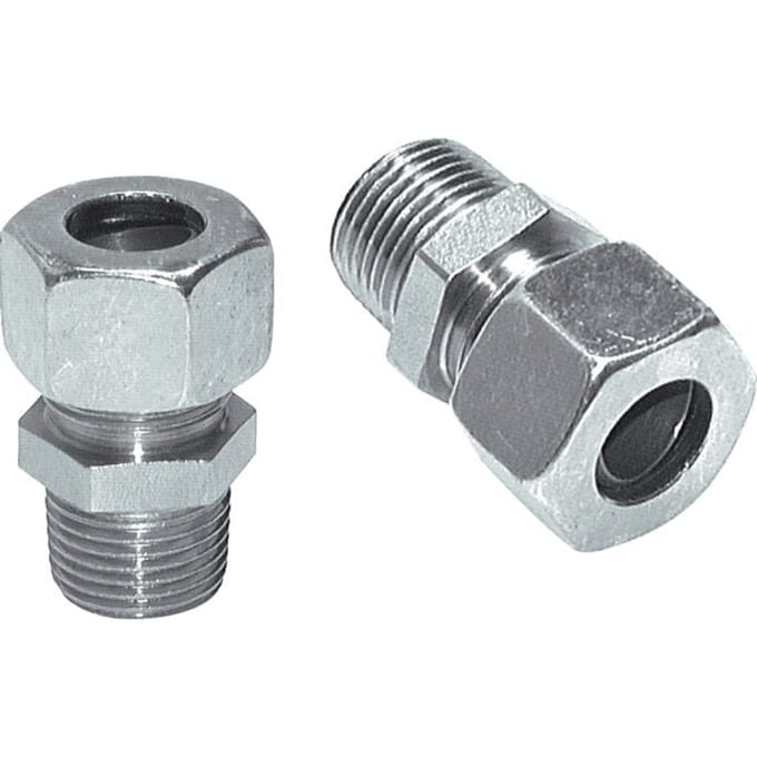 8S & R1/4'' Verzinkt Stalen Rechte Snijringkoppeling Buitendraad 630bar ISO 8434-1 [2 Stuks]