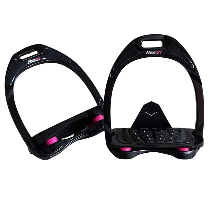 Aluminium stijgbeugels Ultra-Grip Schuin Zwart/Zwart/Roze Flex-On