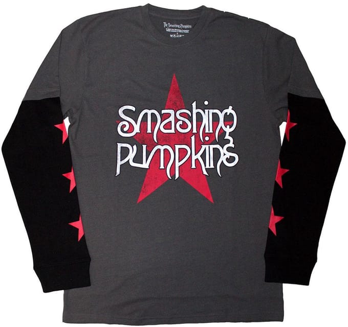 Smashing Pumpkins - Star Logo Longsleeve shirt - M - Grijs/Zwart