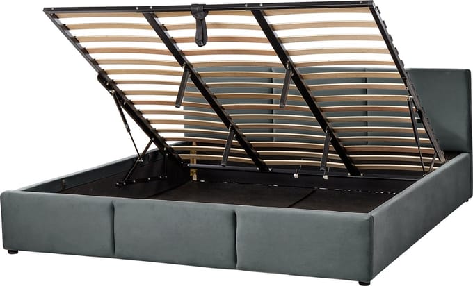 BOUSSE - Tweepersoons boxspring - Donkergrijs - 180 x 200 cm - Fluweel