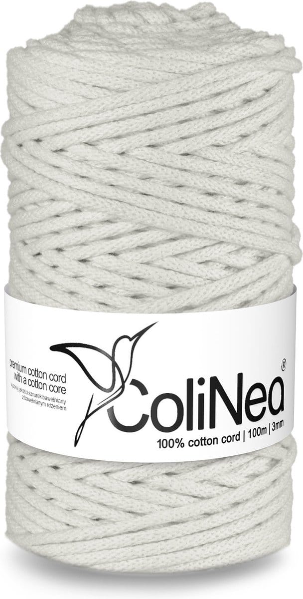 ColiNea - Touw - katoenen koord - gevlochten - 3mm, 100m - Wit