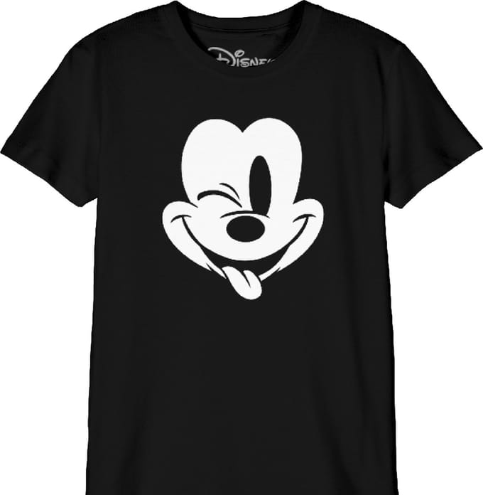 Disney - Winking Mickey Mouse Child T-Shirt Black - 8 Years