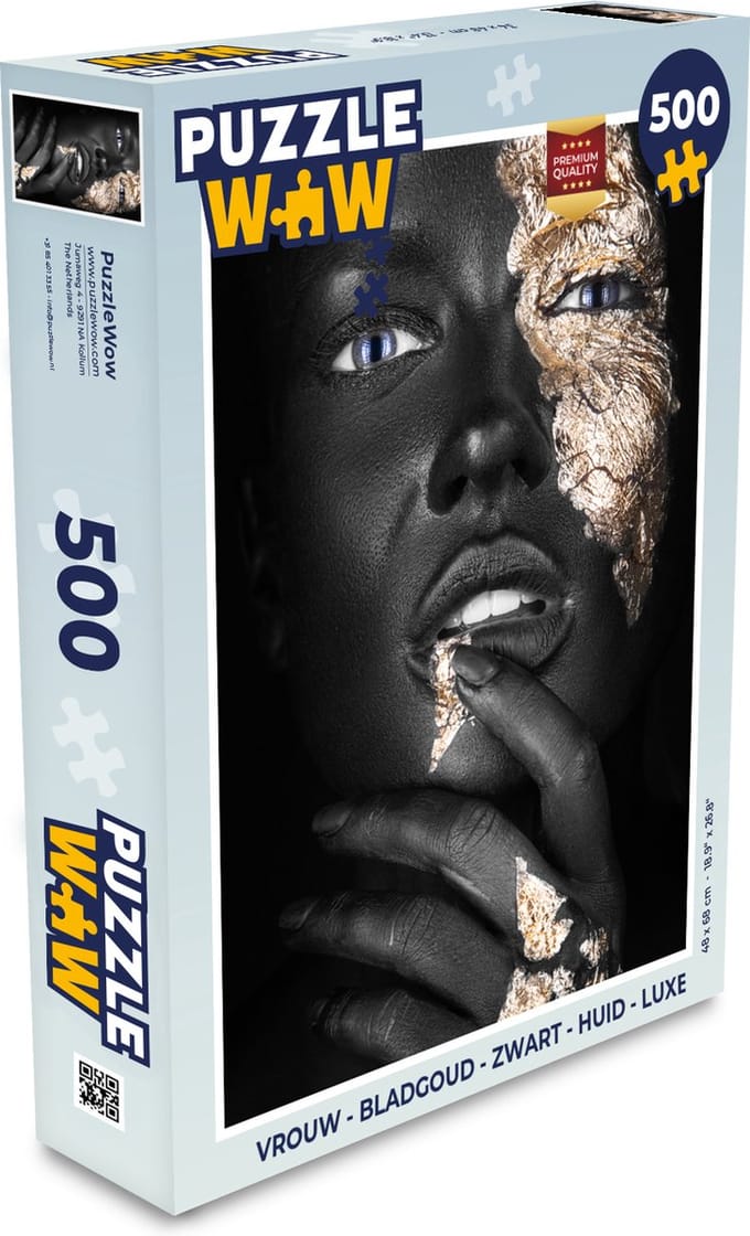 Puzzel Vrouw - Bladgoud - Zwart - Huid - Luxe - Legpuzzel - Puzzel 500 stukjes
