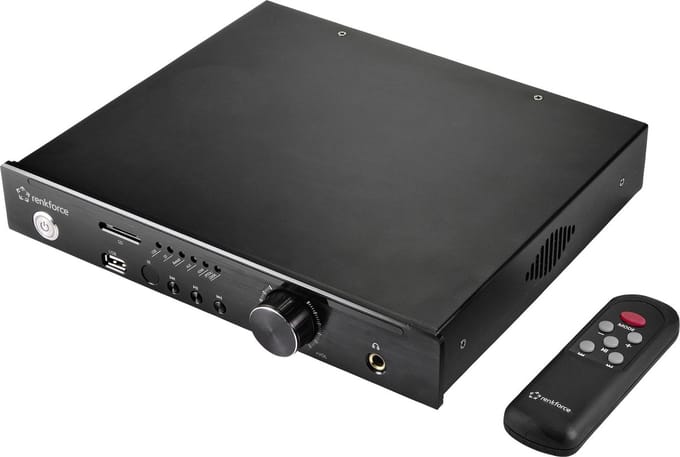 Renkforce - RF-WAM-500 Stereo versterker 2 x 100 W Aluminium - Zwart