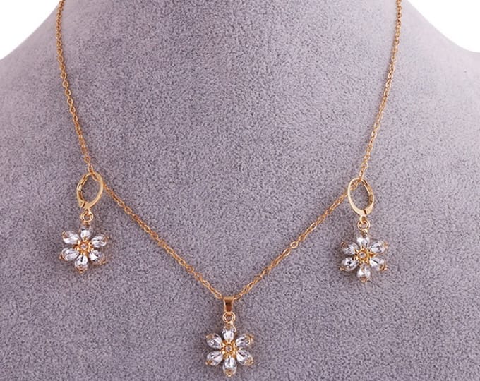 Sieraden set bloemen | goud gekleurd