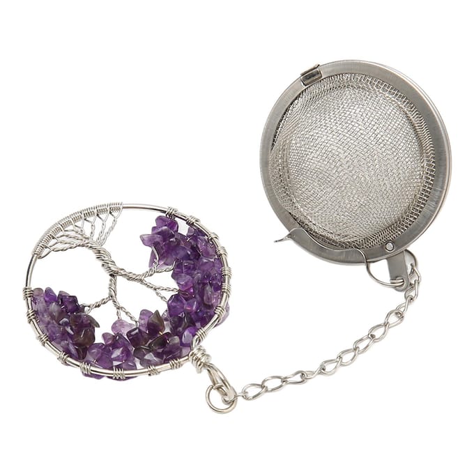 Thee-infuser Kunstkristal Steen Theezeef RVS Diffuser Met Fijnmazige Ketting gray