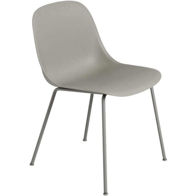 Muuto - Fiber Side stoel - buisonderstel - grijs - frame grijs - 4 - 6 Wochen