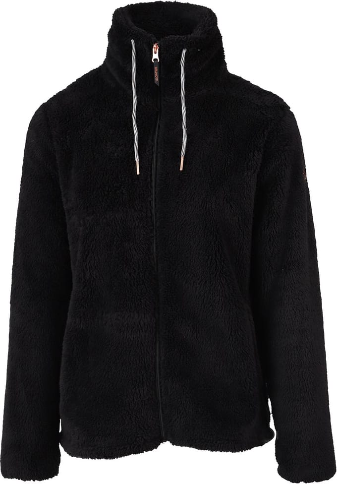 Brunotti - Kyoto Teddy Fleece Dames - Black - Fleece met Rits - Aanpasbare Kraag - M