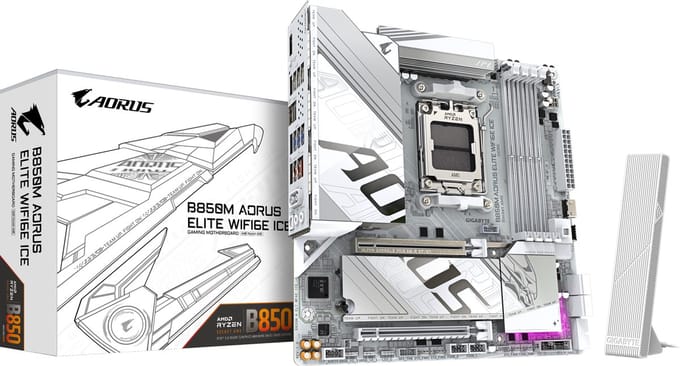GIGABYTE B850M AORUS ELITE WIFI6E ICE Moederbord - AMD B850 - AMD AM5 - DDR5 RAM - Micro-ATX