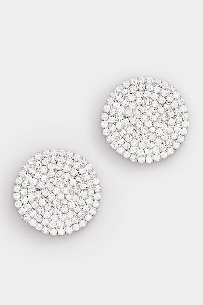 Yours Zilverkleurige Diamanten Disc Stekers Oorbellensize One Size