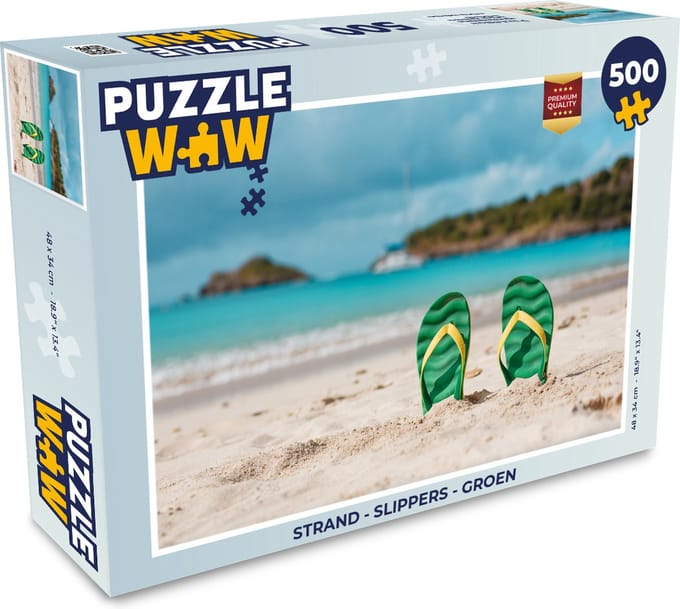 Puzzel Strand - Slippers - Groen - Legpuzzel - Puzzel 500 stukjes