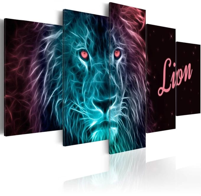 Schilderij - Neon koning, 5luik