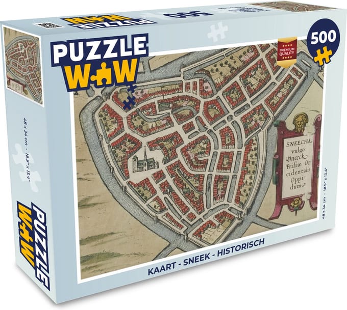Puzzel Kaart - Sneek - Historisch - Legpuzzel - Puzzel 500 stukjes