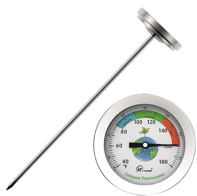 Bodemtemperatuurmeter - Tuinthermometer Grond - Compost Meten - Roestvrij Staal - 7 Inch Lengte