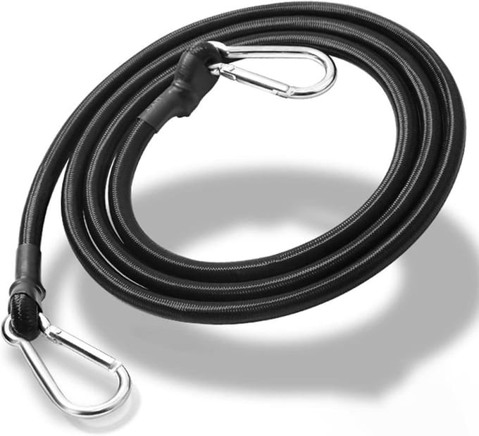 Multifunctionele Straps - Elastische Koorden - Spullen Vastzetten - Met Karabijnhaak - 1 Meter - Zwart