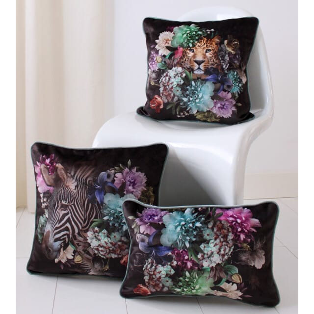Gek op kussens! Sierkussen velvet pied-de-poule flower | 30 x 50 cm | polyester