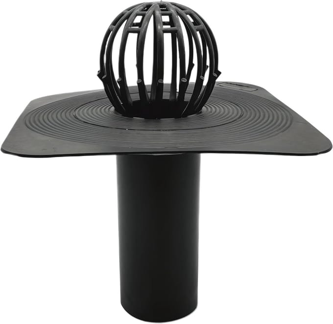 Dakgoot Hard PVC - Afvoergoot Balkon - Plat Dak Drainage - Inclusief Bladvanger - DN100 - Zwart
