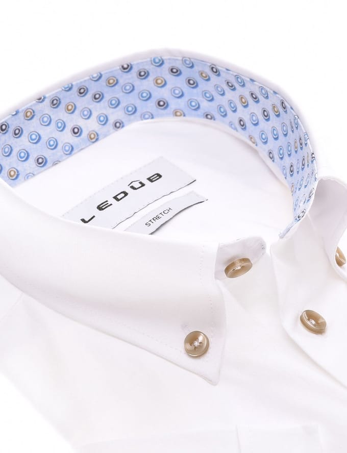 Ledub overhemd korte mouw wit