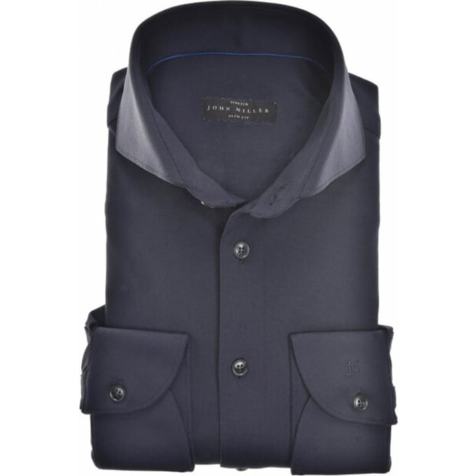 John Miller Overhemd Hyperstretch Donkerblauw (navy) - Maat 43 - Heren - Overhemden Casual