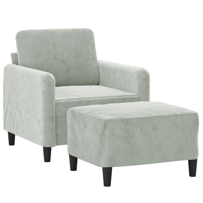 vidaXL - Fauteuil - met - voetenbank - 60 - cm - fluweel - lichtgrijs