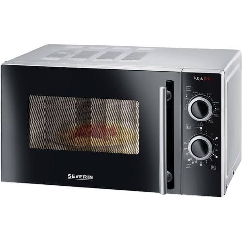 Severin MW 7771 Magnetron Zwart/zilver 700 W Grillfunctie, Timerfunctie